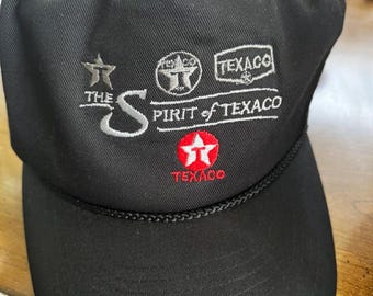 Vintage Texaco snapback-hoed: geborduurde zwarte trucker