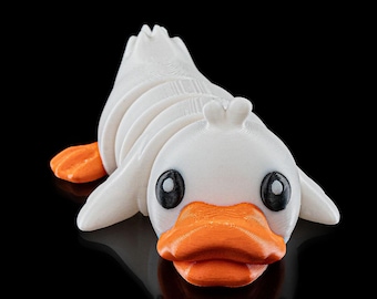 Cute 3D Printed Flexi Duck – Fidget Toy, Keychain, or Magnet | Articulated Duck Gift