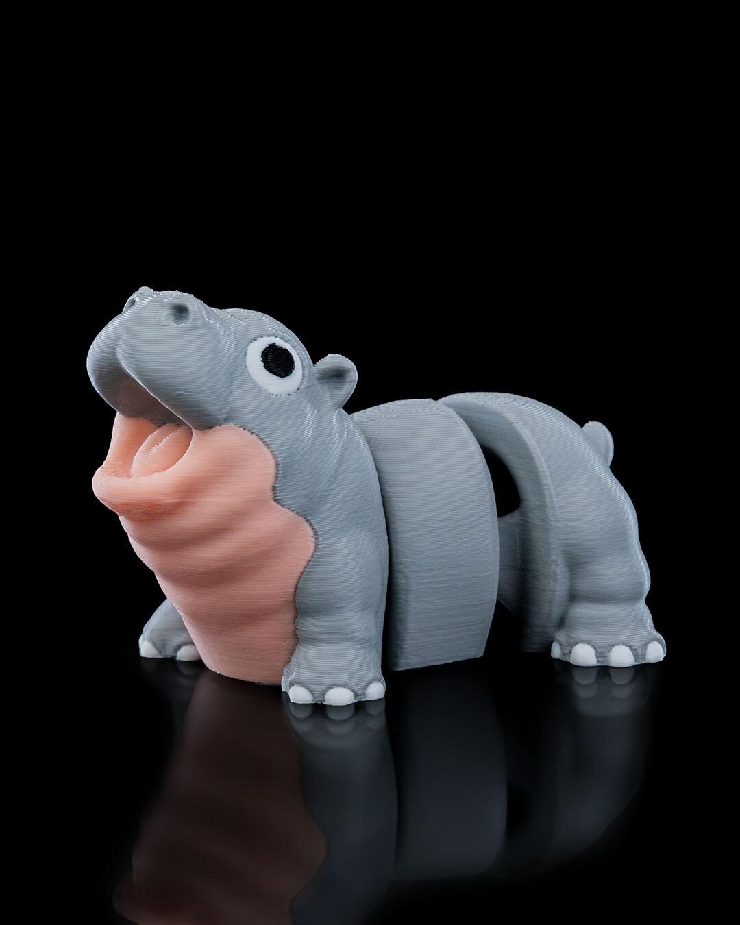 3D Printed Hippo Figurine: Flexi Toy or Keychain Gift - Etsy