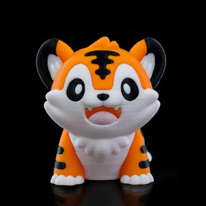 3Dプリントの虎の置物 | ミニジャングル動物のおもちゃ | 小さな虎の棚飾り | コレクターズギフト