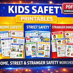 Paquete de seguridad infantil: hogar, calle, extraños (archivo PDF imprimible)
