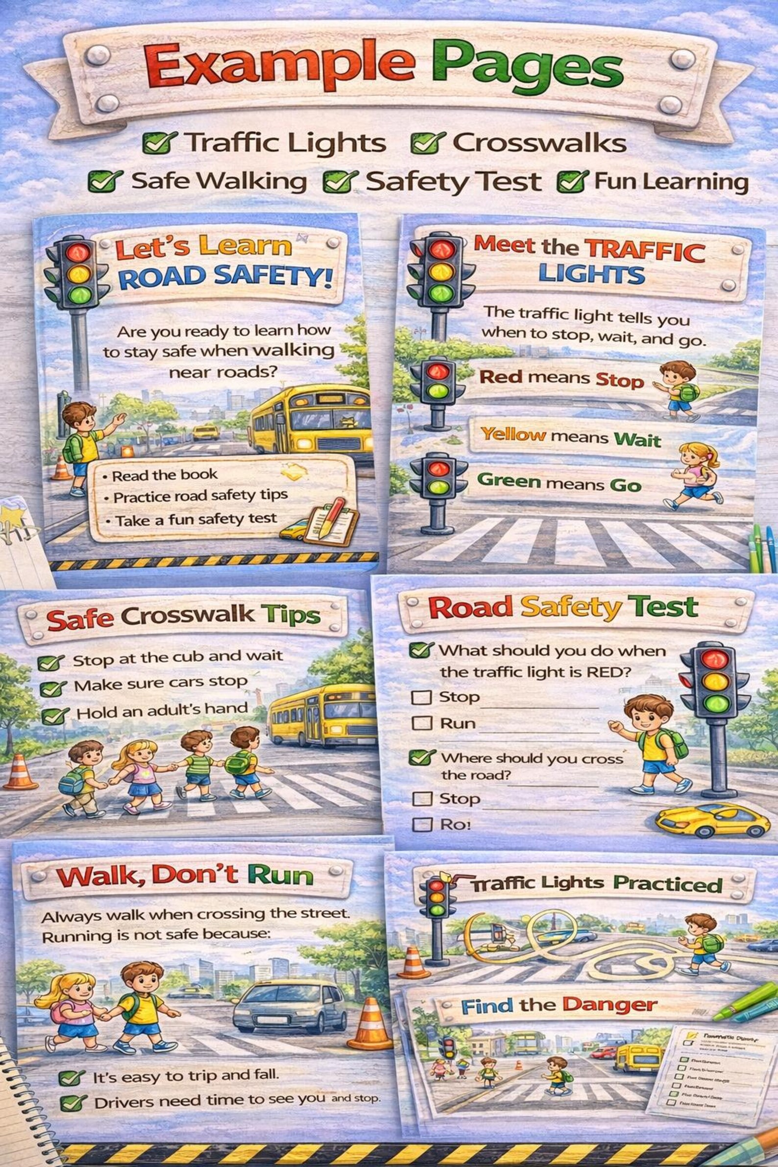 Traffic Problem Activity Kids Road Safety Workbook – Traffic, Crosswalk Activities (printable ...