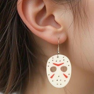 3D Printed Jason Mask Friday The 13th Dangle Earrings