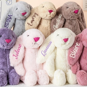 Personlig kanin, Anpassad kanin, Monogrambroderat gosedjur, Babyshowerpresent, Mjuk plyschleksak med kanin, Present till barn