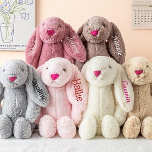 Monogrammed Bunny, Personalized Bunny Rabbit, Embroidered Bunny Rabbit, Stuffed Animal, Baby Shower Gift, Bunny Soft Plush Toy, Gift For Kid