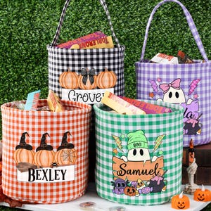 Trick or Treat Halloween Basket, Monogram Halloween Bucket, Personalized Halloween Bucket, Custom Candy Tote Bag, Halloween Gift For Kids