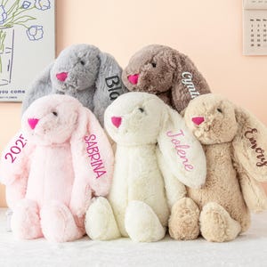 Personalized Embroidered Bunny Rabbit, Custom Monogrammed Bunny Rabbit, Flower Girl Gift, Baby Shower Gift,Bunny Soft Plush Toy,Gift For Kid