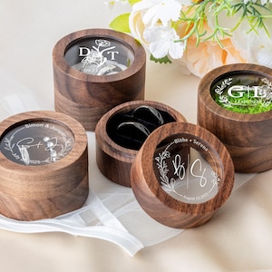Custom Engraved Wooden Engagement Proposal Ring Box, Personalized Wedding Ceremony Ring Box, Bridal Gift for Her, Wedding Gift for Couple