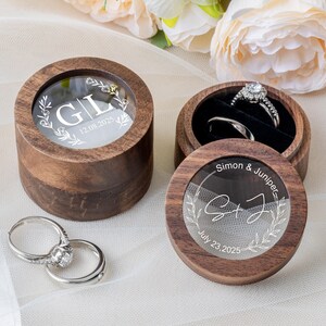Custom Wooden Engagement Proposal Ring Box, Engraved Personalized Wedding Ceremony Ring Box, Bridal Gift for Her, Wedding Gift for Couple