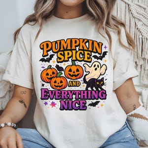 Comfort Colors Pumpkin Spice T-Shirt, Halloween Tee, Fall Season Shirt, Spooky Season Apparel, Black Cat Ghost, Retro Halloween, Autumn T