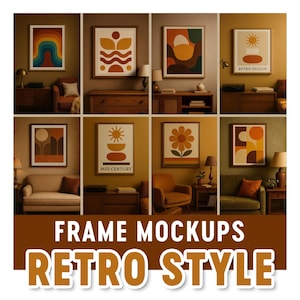 Retro frame mockup bundle vintage style art mockups frame for retro wall art painting poster
