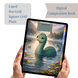 Libro de composición digital con temática de Cryptid Nessi (Monstruo del Lago Ness)