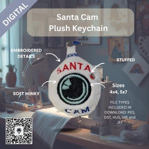 Santa Cam Plush Keychain – ITH Embroidery Design File