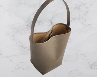 Minimal Tote Bags/Women's Leather Bucket Bags/ Leather Shoulder Bags/Commuter Bags/