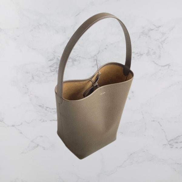 Minimal Tote Bags/Women's Leather Bucket Bags/ Leather Shoulder Bags/Commuter Bags/