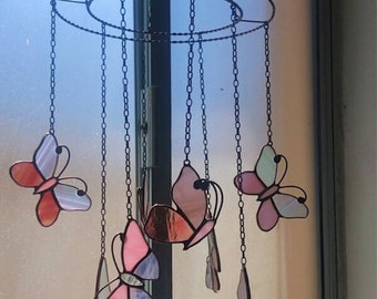 Pink Butterfly Suncatcher Dream Sun Catcher Stained Glass Mothers day gift from son Home House Decor Window Wall Decoration Art