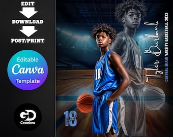 Custom Basketball Sports Poster – Canva Template (Digital Download)