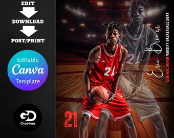 Customizable Basketball Sports Poster – Canva Template (Digital Download)