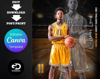 Custom Basketball Poster Template – Canva Editable Design (Digital Download)