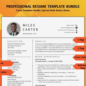 Modern Resume Template for Canva | Stylish 1, 2 Page CV with Cover Letter | Creative Resume Layout | A4 & US Letter | Stylish | Creative CV