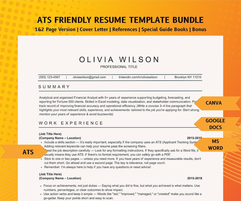 ATS Friendly Resume Template editable - Il 794xN.7040649580 Go2r