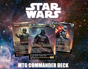 Full Art Proxy Commander Deck – Echoes of the Dark Side | 100 Card EDH Deck + Alt Commander | Trigger-Doubling Combat Strategy