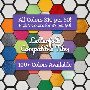 Custom Color 3D-Printed Letterfolk-Style Mat Tiles, 50 per pack
