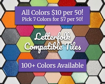 Custom Color 3D-Printed Letterfolk-Style Mat Tiles, 50 per pack