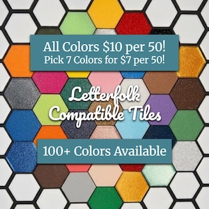 Custom Color 3D-Printed Letterfolk-Style Mat Tiles, 50 per pack