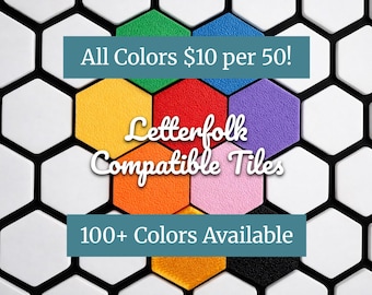 Custom Color 3D-Printed Letterfolk-Style Mat Tiles, 50 per pack