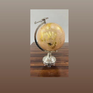 Mappamondo decorativo da 16 pollici I &quot;Globo color pesca e argento con aeroplano I Regalo per la scrivania degli amanti dei viaggi per casa e ufficio