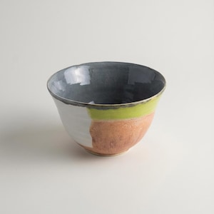 Spring Field Ceramic Bowl in Green White and Clay – Handmade Pottery