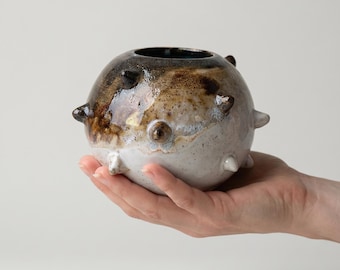 Sea Urchin Inspired Ceramic Bud Vase – Handmade Pottery Spiked Vase