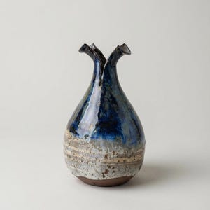 Split Neck Ceramic Vase, Handmade Stoneware Pottery, Unique Double Opening Vase