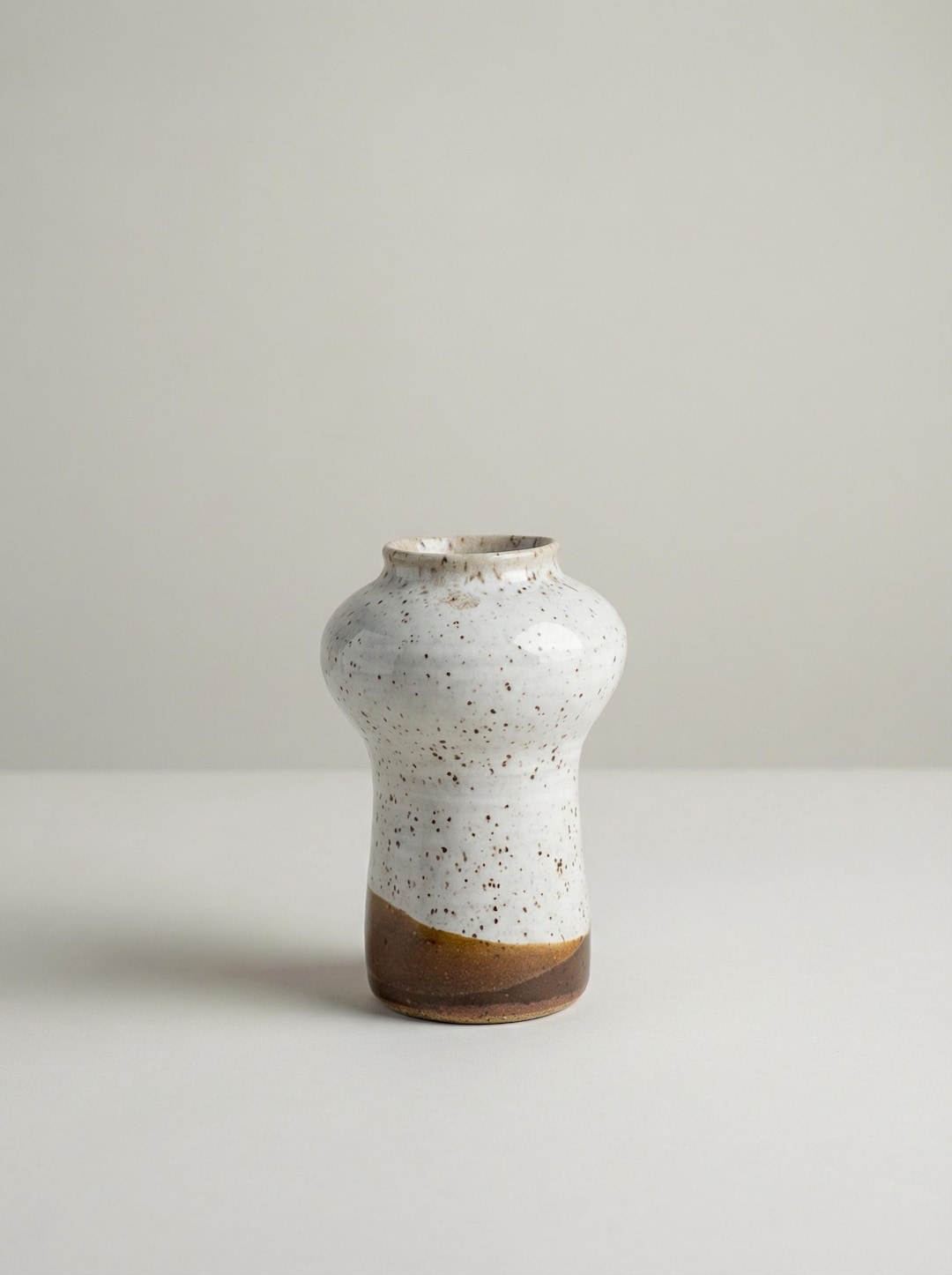Speckled White Ceramic Vase With Earth-tone Base Handmade Pottery - Etsy