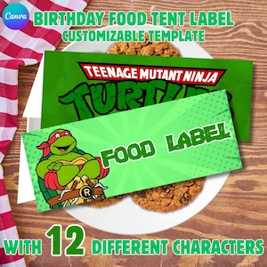 Modello modificabile per etichetta alimentare Ninja Turtle Etichetta alimentare per compleanno Ninja Turtle Etichetta alimentare personalizzata per decorazioni per feste Ninja Turtle Teenage Mutant