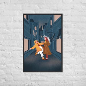 Incluso bajo la lluvia — Póster enmarcado en papel mate