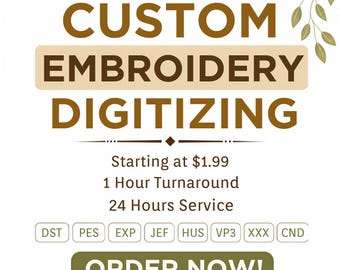 Custom Embroidery Digitizing, Logo Digitizing, Embroidery Digitizing Service, Image Digitizing Embroidery, Custom Digitize