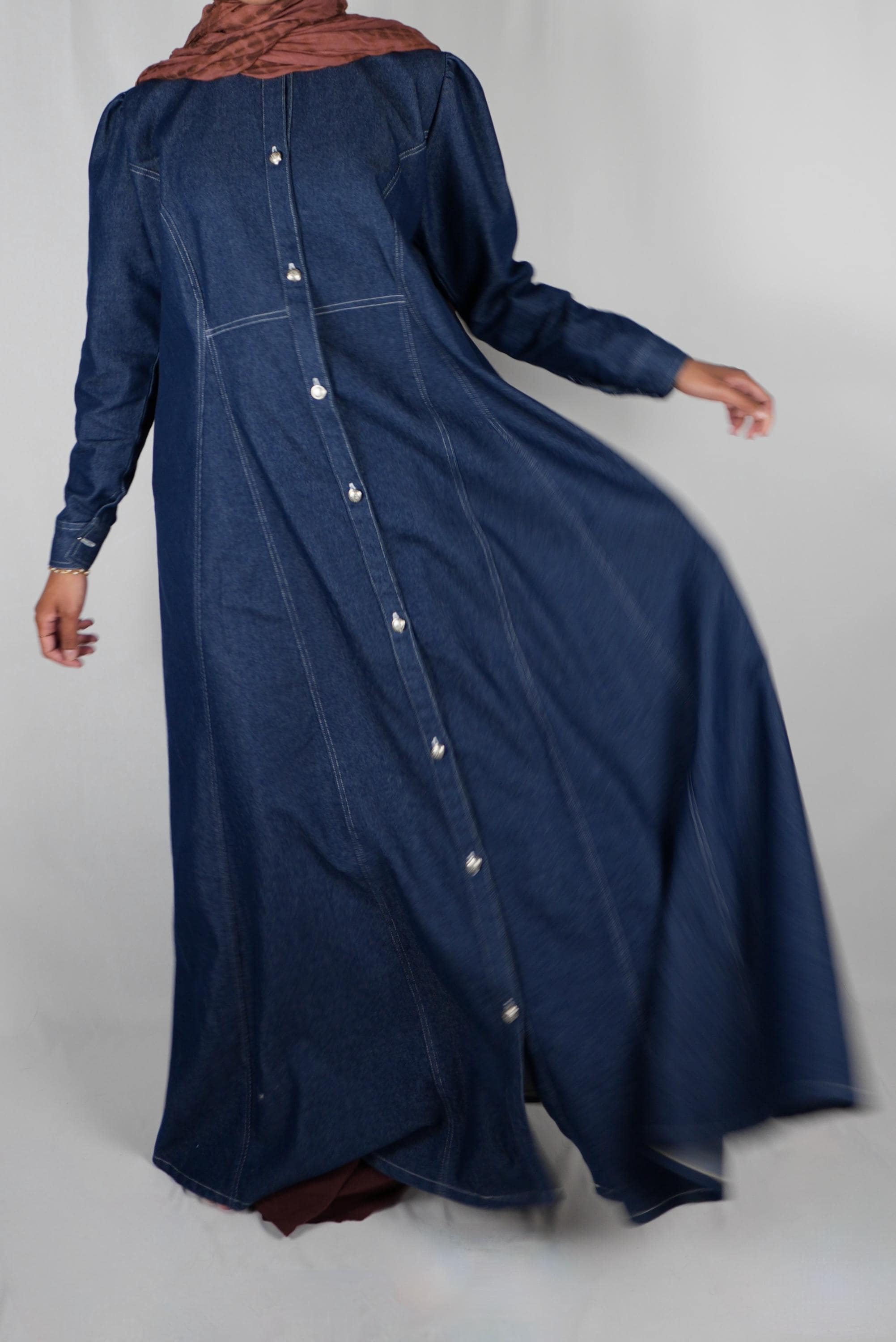 white christmas dresses Denim Front Open Abaya with Black Georgette Hijab 7XL [+$ 12.99] / 58 [+$ 4.99] main image 1