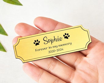 Placa conmemorativa para mascotas grabada a medida, placa de latón para urna, caja de recuerdos.