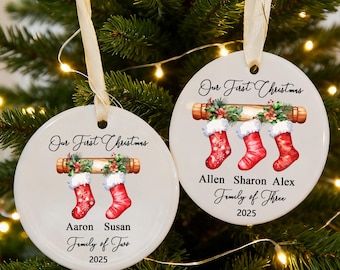 Personalised Christmas Ornament,Our First Christmas as a Family of Four Ornament,Babys 1st Christmas,Gift for Couple 2025