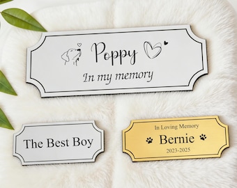 Placa grabada personalizada, placa conmemorativa para urna de mascota, placa conmemorativa para mascotas, placa conmemorativa para premios, placa conmemorativa, placa de latón conmemorativa.