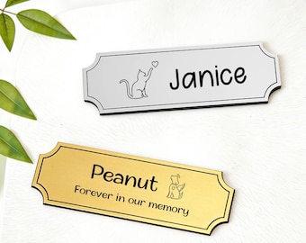 Personalized Pet Memorial Nameplate, Engraved Metal Urn Plaque, Keepsake Box Nameplate