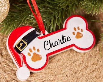 New Puppy Gift 2025,Personalized Pet Bone Xmas Decor,2025 Custom Dog Paw Ornament,Resin Christmas Tree Ornament for Dog Owner,Pet Keepsake