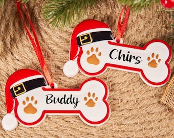 Custom Resin Dog Paw Ornament with Name,Pet Bone Xmas Decor,New Puppy Gift,Pet Keepsake