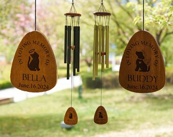 Personalized Pet Memorial Wind Chime, Engraved Pet Name, Sympathy Gift