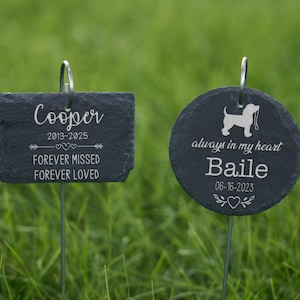 Engraved Pet Memorial Garden Stone Dog Loss Personalized Gift Pet Memorial Stone Garden Sign with Hanging Stake - Honor Your Beloved Pet