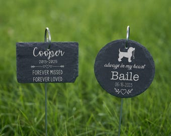 Engraved Pet Memorial Garden Stone Dog Loss Personalized Gift Pet Memorial Stone Garden Sign with Hanging Stake - Honor Your Beloved Pet