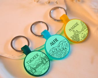 Silent Personalized Soundless Designer Pet ID Tag - Deep Engraved Silicone Double Sided & Engraving Will Last - Pet Tags, Dog ID Tag