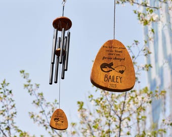 Black Double Side Personalized Engrave Pet Memorial Outdoor Wind Chime-Pet Lose Remenbering Gift-Outside Sketch Dog Cat Loss Sign for Garden